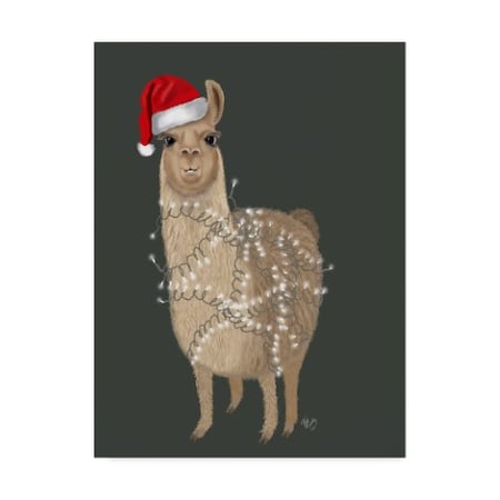 Fab Funky 'Llama, Christmas Lights 1' Canvas Art,24x32